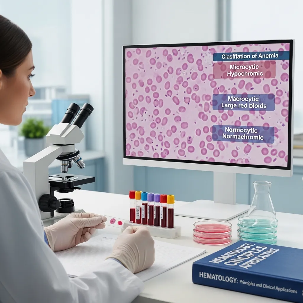 Anemia blood cell types illustration