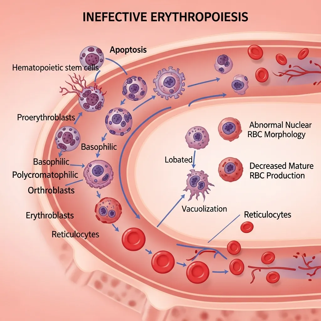 Ineffective erythropoiesis in bone marrow