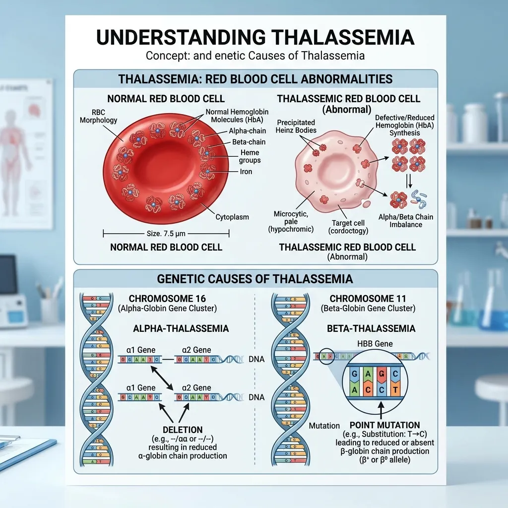 Thalassemia genetic mutation diagram